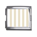 Vertical Stripes - White and Pearl Brown Mega Link Italian Charm (18mm)