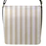 Vertical Stripes - White and Pearl Brown Flap Closure Messenger Bag (S)