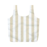 Vertical Stripes - White and Pearl Brown Full Print Recycle Bag (M)