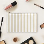 Vertical Stripes - White and Pearl Brown Cosmetic Bag (M)