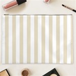 Vertical Stripes - White and Pearl Brown Cosmetic Bag (XXL)