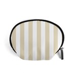 Vertical Stripes - White and Pearl Brown Accessory Pouch (Small)