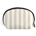 Vertical Stripes - White and Pearl Brown Accessory Pouch (Large)