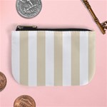 Vertical Stripes - White and Pearl Brown Mini Coin Purse