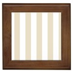 Vertical Stripes - White and Pearl Brown Framed Tile