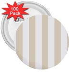 Vertical Stripes - White and Pearl Brown 3  Button (100 pack)