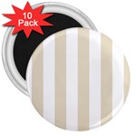 Vertical Stripes - White and Pearl Brown 3  Magnet (10 pack)