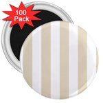 Vertical Stripes - White and Pearl Brown 3  Magnet (100 pack)
