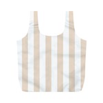 Vertical Stripes - White and Almond Brown Full Print Recycle Bag (M)