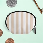 Vertical Stripes - White and Almond Brown Accessory Pouch (Small)