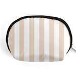 Vertical Stripes - White and Almond Brown Accessory Pouch (Medium)