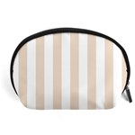 Vertical Stripes - White and Almond Brown Accessory Pouch (Large)