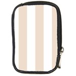 Vertical Stripes - White and Almond Brown Compact Camera Leather Case