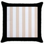 Vertical Stripes - White and Almond Brown Throw Pillow Case (Black)