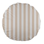 Vertical Stripes - White and Almond Brown Large 18  Premium Round Cushion