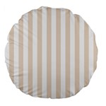 Vertical Stripes - White and Almond Brown Large 18  Premium Flano Round Cushion