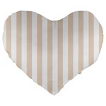 Vertical Stripes - White and Almond Brown Large 19  Premium Heart Shape Cushion