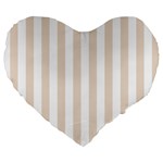 Vertical Stripes - White and Almond Brown Large 19  Premium Flano Heart Shape Cushion