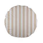 Vertical Stripes - White and Almond Brown Standard 15  Premium Round Cushion