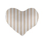 Vertical Stripes - White and Almond Brown Standard 16  Premium Flano Heart Shape Cushion