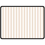 Vertical Stripes - White and Almond Brown Fleece Blanket (Large) (One Side)