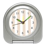 Vertical Stripes - White and Almond Brown Desk Alarm Clock