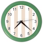 Vertical Stripes - White and Almond Brown Color Wall Clock