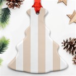 Vertical Stripes - White and Almond Brown Ornament (Christmas Tree)