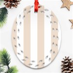 Vertical Stripes - White and Almond Brown Oval Filigree Ornament (Two Sides)