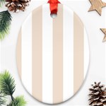 Vertical Stripes - White and Almond Brown Ornament (Oval)