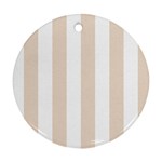 Vertical Stripes - White and Almond Brown Ornament (Round)