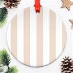 Vertical Stripes - White and Almond Brown Round Ornament (Two Sides)