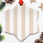 Vertical Stripes - White and Almond Brown Snowflake Ornament (Two Sides)