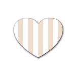 Vertical Stripes - White and Almond Brown Heart Coaster (4 pack)