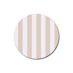 Vertical Stripes - White and Almond Brown Rubber Round Coaster (4 pack)