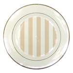 Vertical Stripes - White and Almond Brown Porcelain Plate