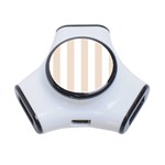 Vertical Stripes - White and Almond Brown Portable USB Hub (One Side)