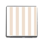 Vertical Stripes - White and Almond Brown Memory Card Reader (Square)