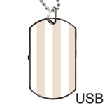 Vertical Stripes - White and Almond Brown Dog Tag USB Flash (Two Sides)
