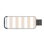 Vertical Stripes - White and Almond Brown Portable USB Flash (One Side)