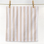 Vertical Stripes - White and Almond Brown Face Towel