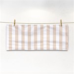 Vertical Stripes - White and Almond Brown Hand Towel