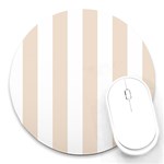 Vertical Stripes - White and Almond Brown Round Mousepad