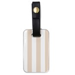 Vertical Stripes - White and Almond Brown Luggage Tag (One Side)