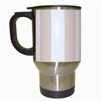 Vertical Stripes - White and Almond Brown Travel Mug (White)