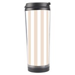 Vertical Stripes - White and Almond Brown Travel Tumbler