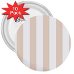 Vertical Stripes - White and Almond Brown 3  Button (10 pack)