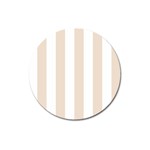 Vertical Stripes - White and Almond Brown Magnet 3  (Round)