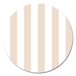 Vertical Stripes - White and Almond Brown Magnet 5  (Round)
