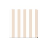Vertical Stripes - White and Almond Brown Magnet (Square)